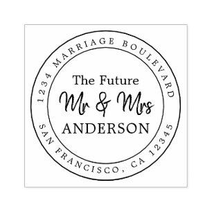 Tampons Encreurs Chic Script Future M. Mme Round Return Adresse Rub