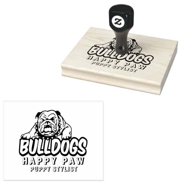 Tampons Encreurs Chien personnalisé Bulldog Portrait Timbre, joyeux (Tamponné)