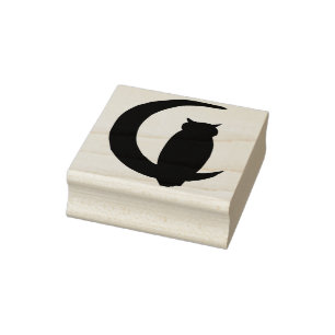 Tampons Encreurs Chouette assise sur le croissant de lune