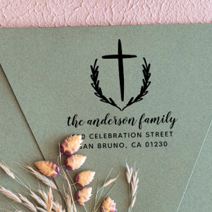 Tampons Encreurs Christian Mariage Cross Botanical Return Adresse