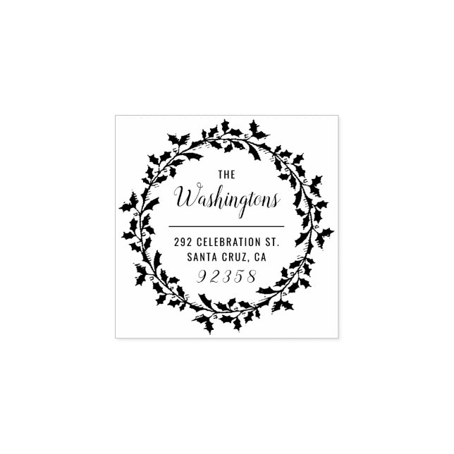 Tampons Encreurs Christmas Holly Wreath Nom de famille Adresse de r (Impression)