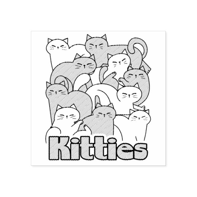 Tampons Encreurs Chubby Kitties Design - Cat Art adorable (Impression)
