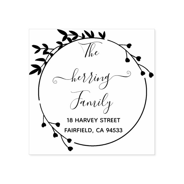 Tampons Encreurs Circle Flowers Adresse de retour manuscrite (Impression)