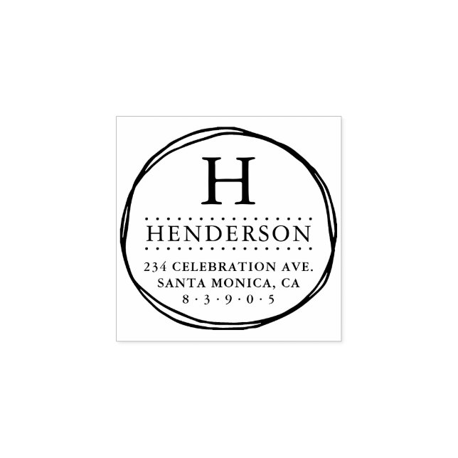 Tampons Encreurs Circle Monogramme Rustique Adresse de retour (Impression)