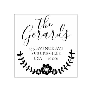 Tampons Encreurs Circulaire Wreath Family Adresse Timbre en caoutch