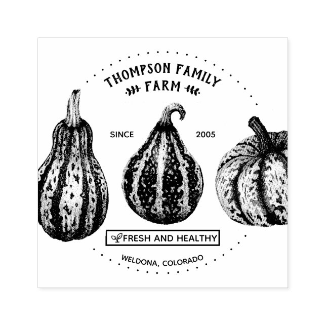 Tampons Encreurs Citrouilles de ferme de famille dessin bois rustiq (Impression)