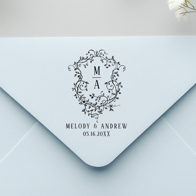Tampons Encreurs Classic Floral Crest Wedding (Créateur téléchargé)