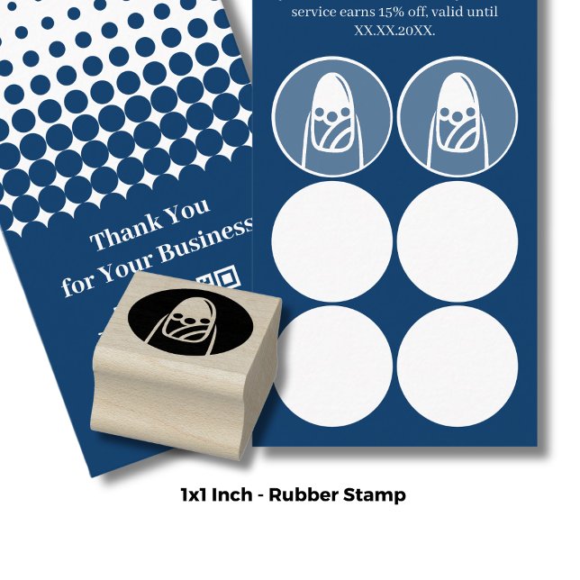 Tampons Encreurs Clou de doigt de beauté - Carte de fidélité 1 pouc (Beautician Finger Nail – 1" Inch Loyalty Card Rubber Stamp)