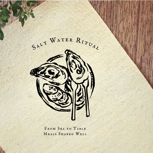 Tampons Encreurs Coastal Oyster Illustration Rubber Stamp (Créateur téléchargé)