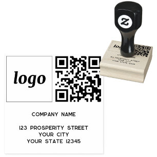 Tampons Encreurs Code QR de logo simple Adresse de retour de l'entr