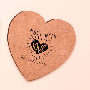 Tampons Encreurs Coeur mignon   Fabriqué avec amour & Nom Script