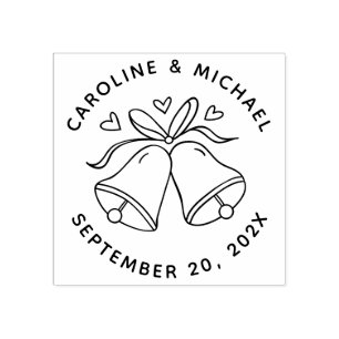 Tampons Encreurs Coeurs et cloches   Noms et Mariage de date