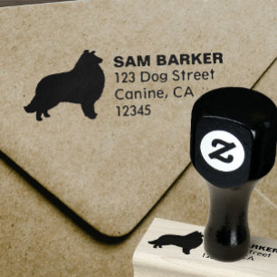 Tampons Encreurs Collie Dog Breed Silhouette Adresse de retour