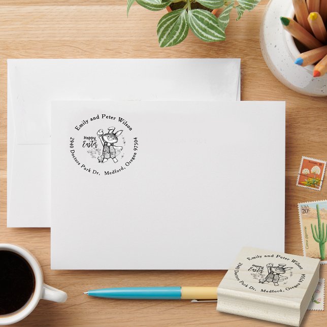 Tampons Encreurs Cool Lapin de Pâques Adresse de retour (Cool Easter Bunny Return Address Rubber Stamp)