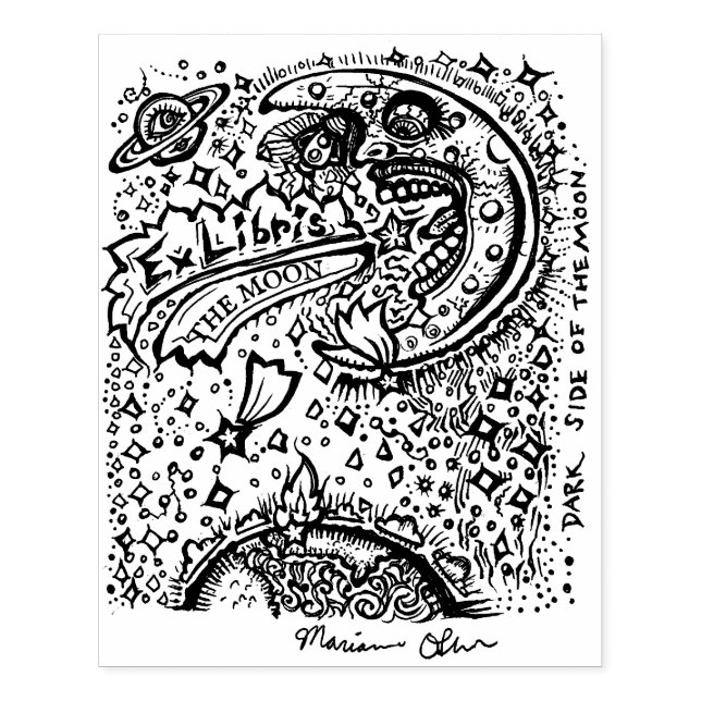 Tampons Encreurs Côté Sombre De La Lune Plaque Bookplate Bois Art T (Impression)