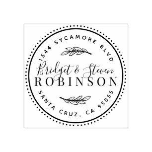 Tampons Encreurs Couple marié Adresse de retour de script rustiqu