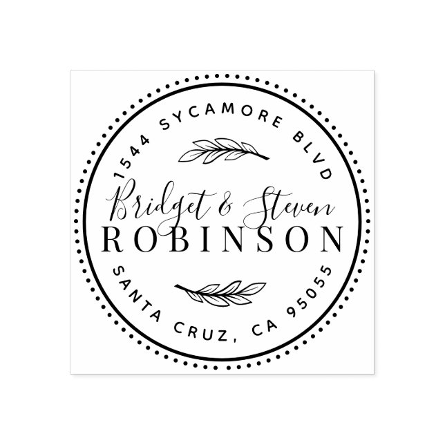 Tampons Encreurs Couple marié | Adresse de retour de script rustiqu (Impression)