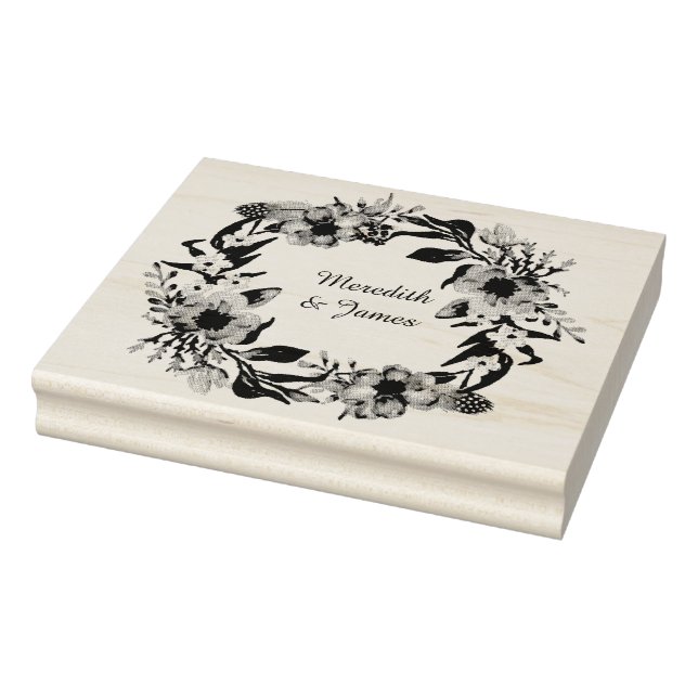 Tampons Encreurs Couronne florale avec feuilles et sprigs (Tampon)