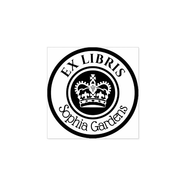 Tampons Encreurs Couronne ronde Ex Libris (Blanc sur Noir) (Impression)