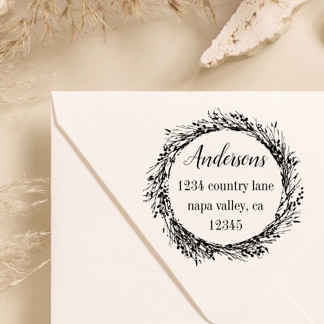 Tampons Encreurs Couronne rustique | Adresse de retour du nom de fa (Créateur téléchargé)