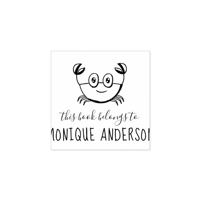 Tampons Encreurs Crabe mignon | Écrit À La Main Ce Livre Appartient (Impression)
