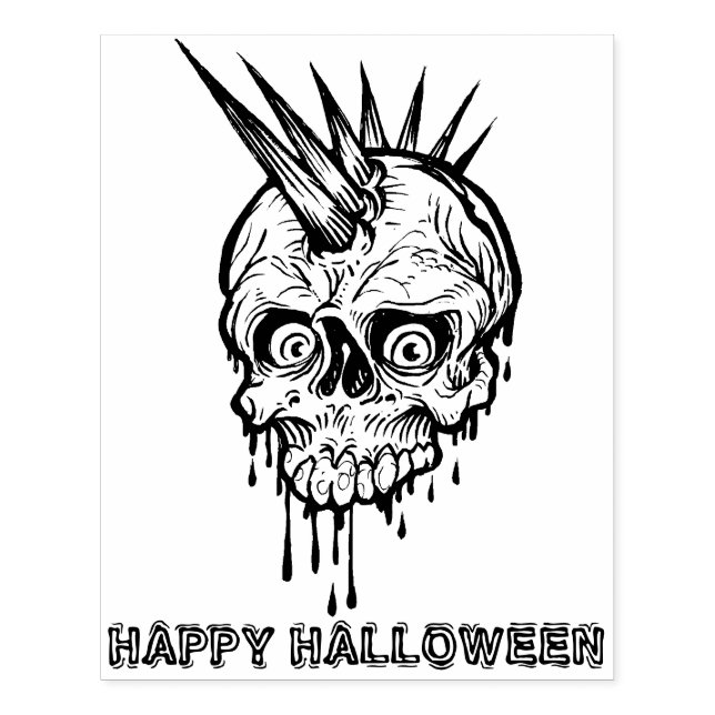 Tampons Encreurs Crâne de Punk Rock Halloween Timbre en caoutchouc (Impression)