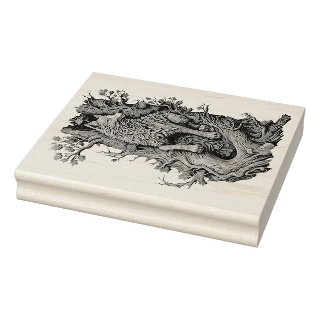 Tampons Encreurs Créez votre propre loup de bois sculpté Faux Bois  (Tampon)