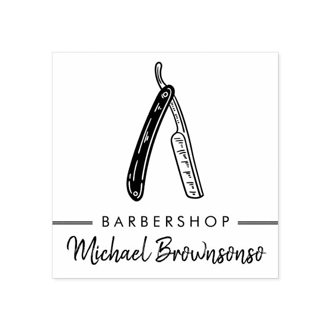 Tampons Encreurs Croquis Logo Razor Homme Coiffeur Barbershop Potea (Impression)