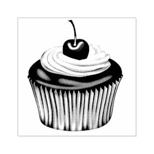 Tampons Encreurs Cupcake à la crème écaillée et cerise sur le dessu