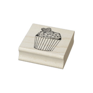 Tampons Encreurs Cupcake Coeur rose arrose Timbre pour mariage Amou
