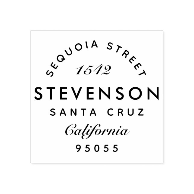 Tampons Encreurs Custom Elegant Modern Nom de famille Adresse de re (Impression)