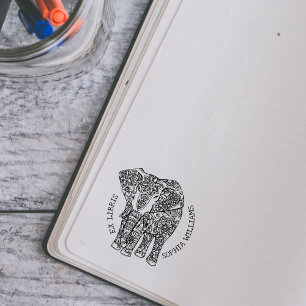 Tampons Encreurs Custom Ex Libris, Livre des éléphants indiens