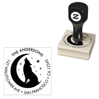Tampons Encreurs Custom Family Name Wolf Moon Return Wood Art Stamp