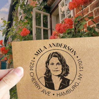 Tampons Encreurs Custom Photo, Name and Return Wood Address 