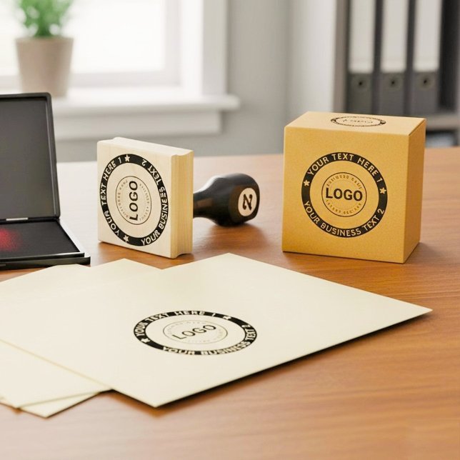 Tampons Encreurs Custom Round Frame Handmade Business Logo  (Personalized logo rubber stamps)