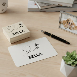 Tampons Encreurs Custom Whimsical Paw Print Name Stamp