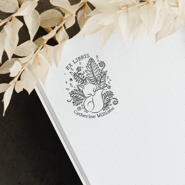 Tampons Encreurs Cute Botanical Fox, Bibliothèque Ex Libris (Créateur téléchargé)