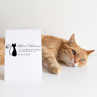Cute Chat & Coeur | Nom et adresse de retour perso