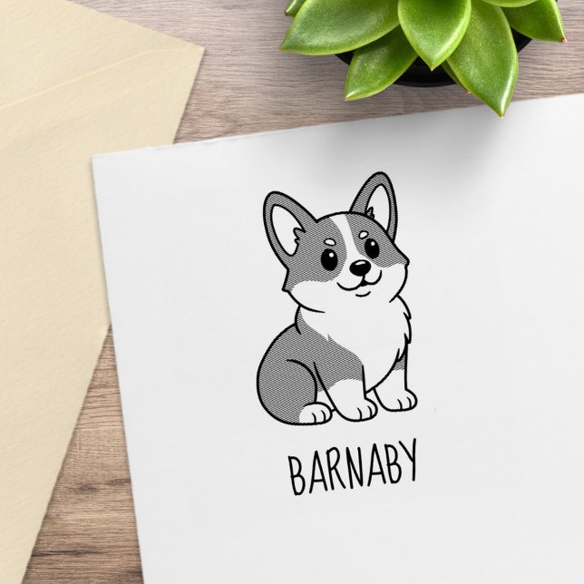 Tampons Encreurs Cute Corgi Dog Custom Name (Créateur téléchargé)