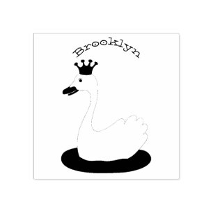 Tampons Encreurs Cute cygne blanc avec dessin de la couronne
