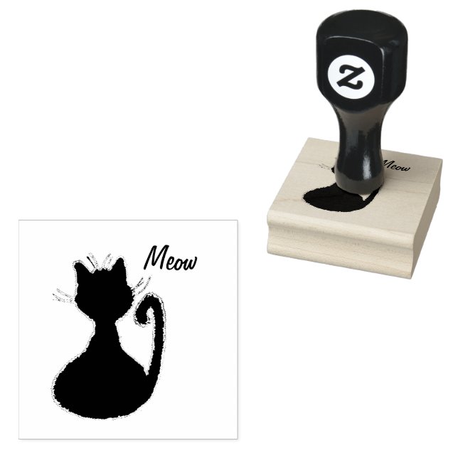 Tampons Encreurs Cute Feu Noir Chat Silhouette Meow (Tamponné)