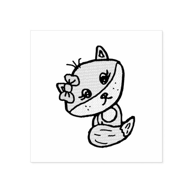 Tampons Encreurs Cute Fox Whimsical avec Bow (Impression)