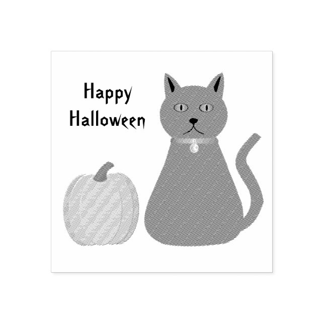 Tampons Encreurs Cute Halloween Chat et Citrouille Personnalisé (Impression)