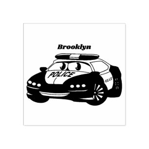 Tampons Encreurs Cute happy police car cartoon illustration