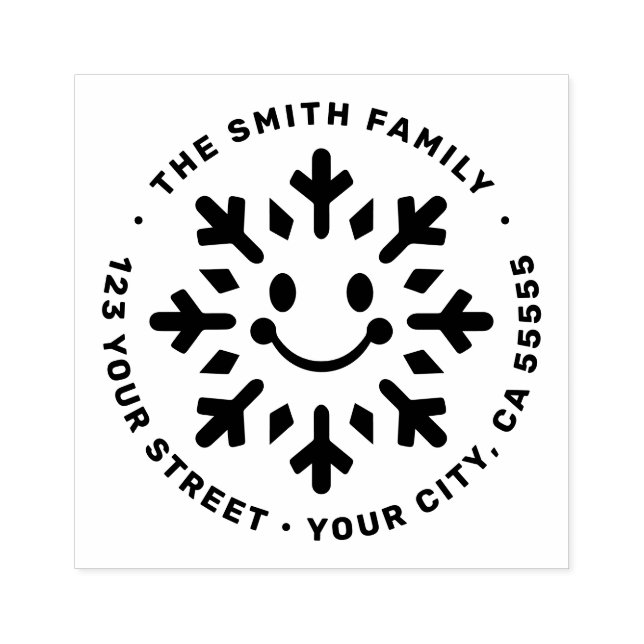 Tampons Encreurs Cute happy snowflake return address (Impression)