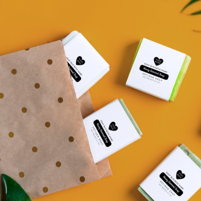 Tampons Encreurs Cute Heart Handmade Product Name In Script (Créateur téléchargé)