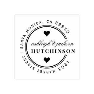 Tampons Encreurs Cute Hearts Round Mariage Adresse de retour