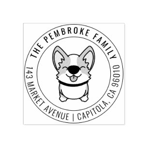 Tampons Encreurs Cute Kawaii Corgi Nom de famille Adresse de retour