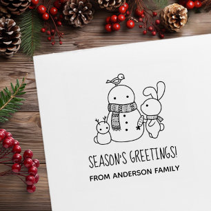 Tampons Encreurs Cute lapin lapin et Joyeuses Fêtes Snowman