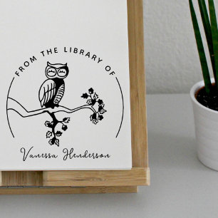 Tampons Encreurs Cute Owl De La Bibliothèque De Livres Personnalisé